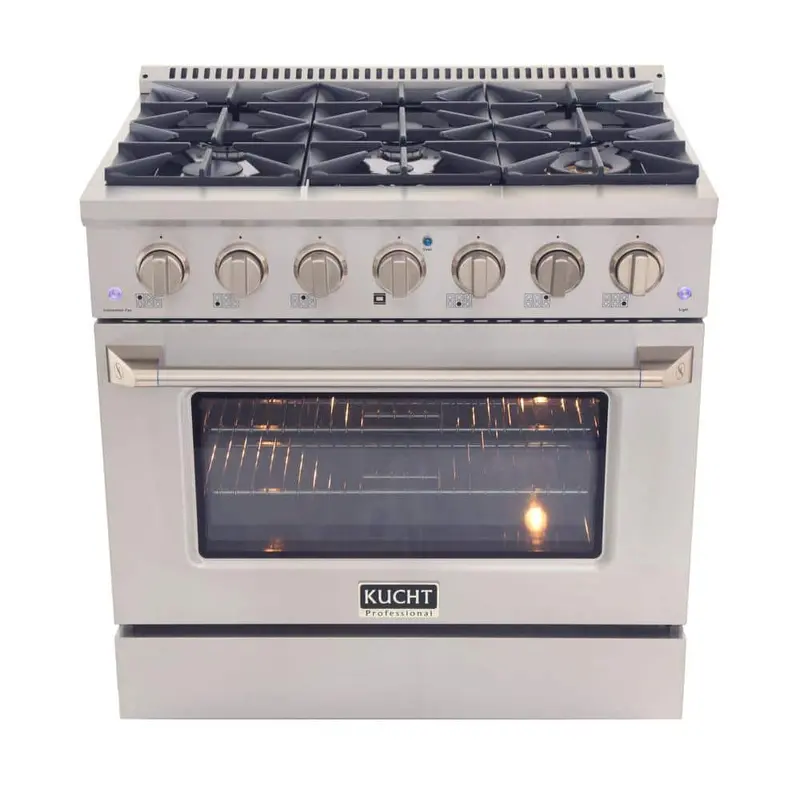 Kucht 36-Inch Lp-Ready Dual Fuel Range – Gas Cooktop + Electric Convection Oven, Stainless Steel 1