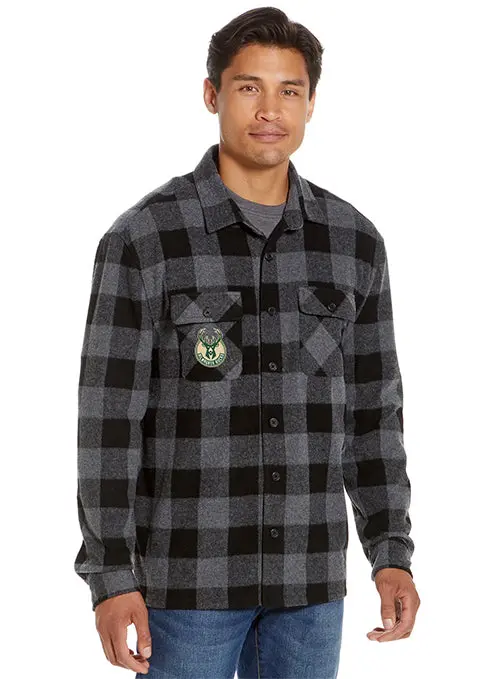 Magna-Ready Adaptive Black & Charcoal Flannel Milwaukee Bucks Shirt 1