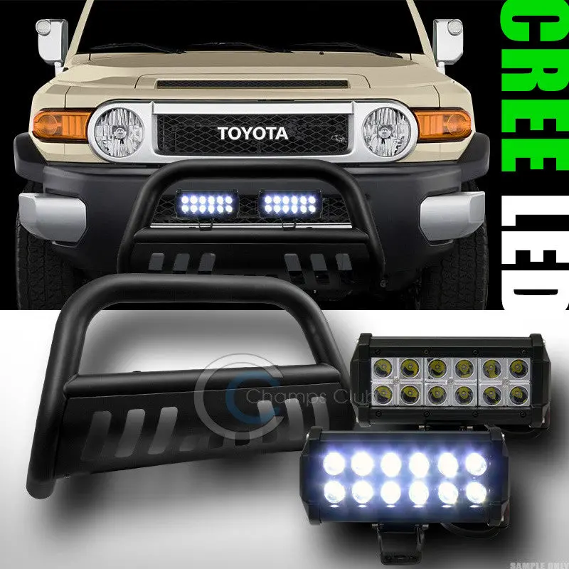 Matte Black Bull Bar Bumper Grill Guard With 36W Cree Led Fog Lights For 2007+ Toyota Fj Cruiser 1