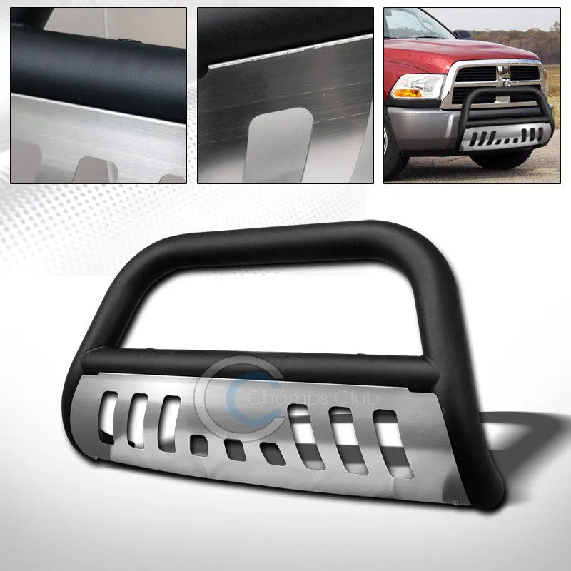 Matte Black Bull Bar Bumper Grill Guard With Skid Plate For 2008–2009 Dodge Ram 4500/5500 1