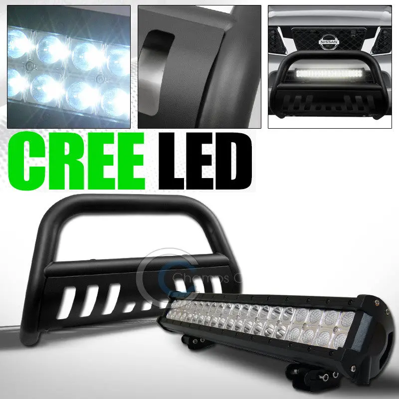 Matte Black Bull Bar Bumper Guard With 120W Cree Led Fog Lights – 2008–2012 Nissan Pathfinder 1