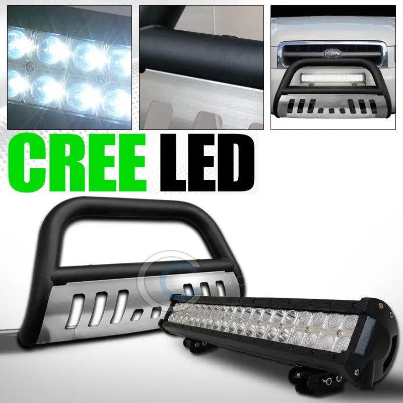 Matte Black Bull Bar Bumper Guard With Skid Plate And 120W Cree Led Fog Lights – 1999+ Pathfinder 1