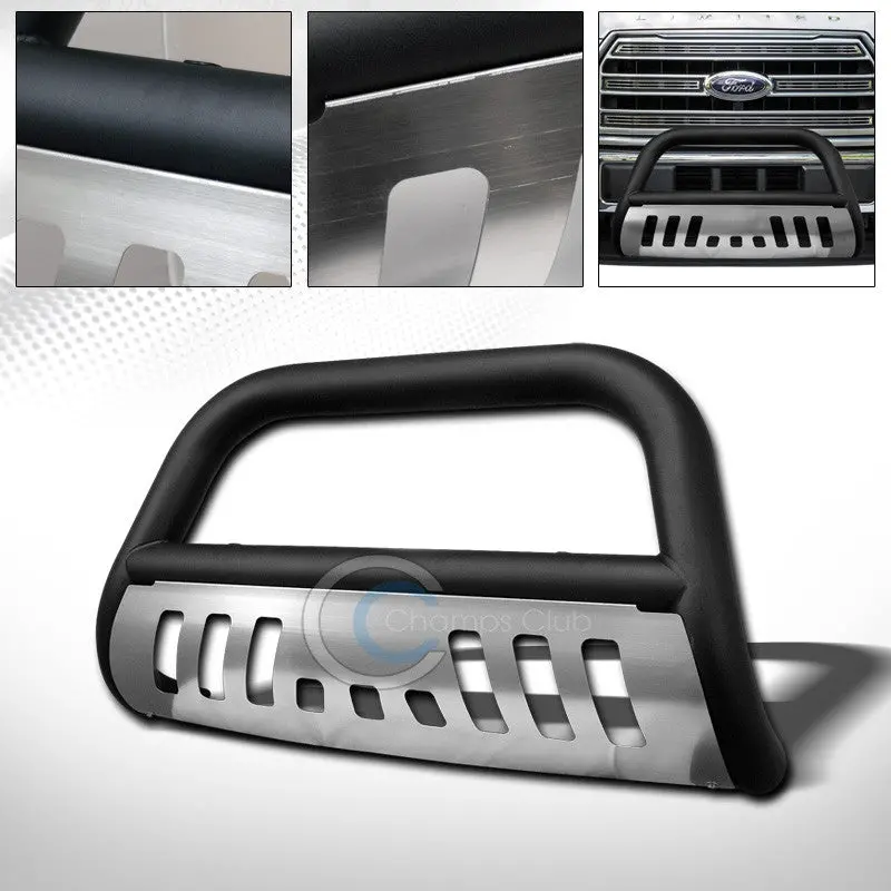 Matte Black Bull Bar Push Bumper With Grille Guard And Skid Plate For 2015–2016 Ford F-150 1
