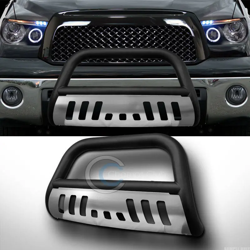 Matte Black Bull Bar Push Bumper With Stainless Skid Plate For 2007–2016 Toyota Tundra & Sequoia 1
