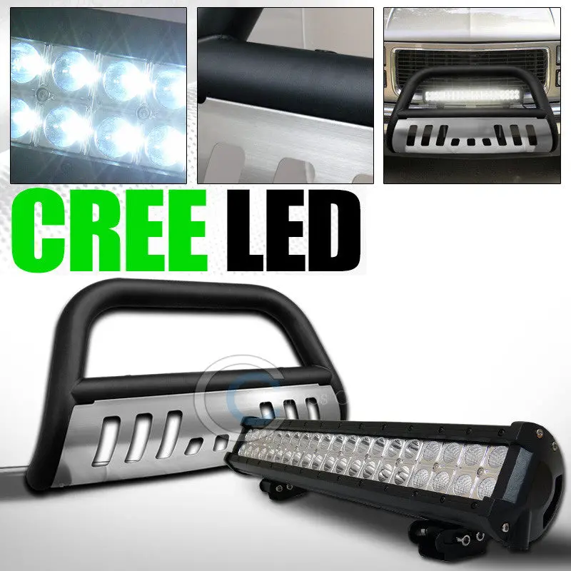 Matte Black Grill Guard Bull Bar With Skid Plate And 120W Cree Led Fog Lights For 1988–2002 Chevrolet/Gmc C/K Series & C10 Trucks 1