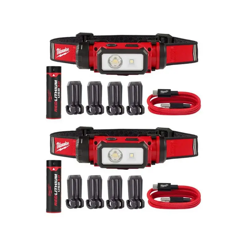 Milwaukee 600-Lumen Redlithium Hard Hat Headlamp – 2-Pack 1