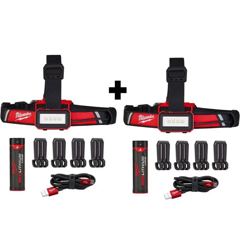 Milwaukee 600-Lumen Redlithium Usb Hard Hat Headlamp – 2-Pack 1