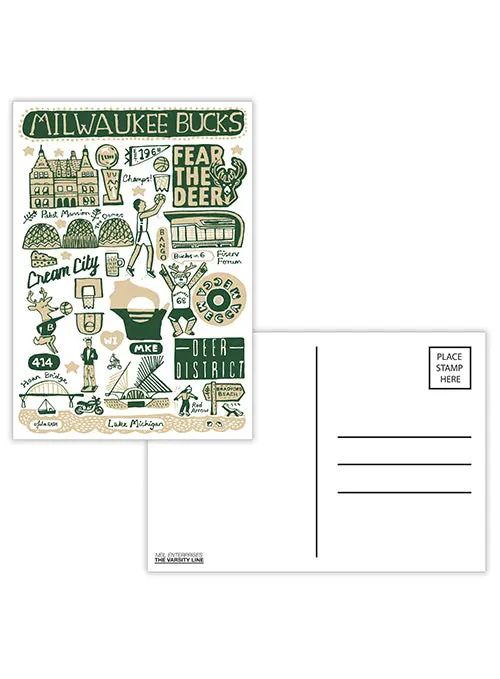 Milwaukee Bucks All-Over Print Postcard – Team-Themed Greeting Card 1