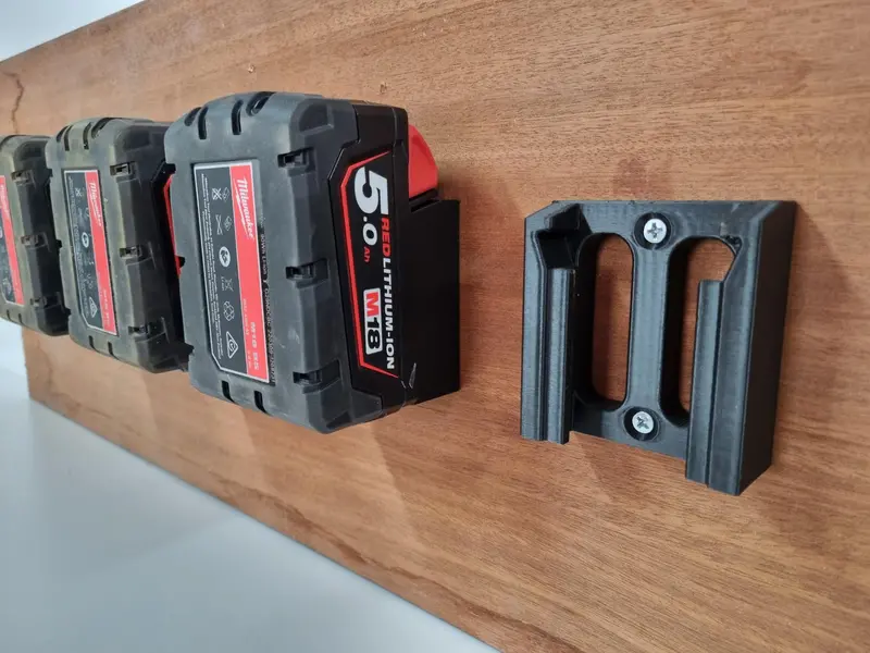 Milwaukee M18 Battery Holder – Wall-Mounted Worksite Storage Bracket 1