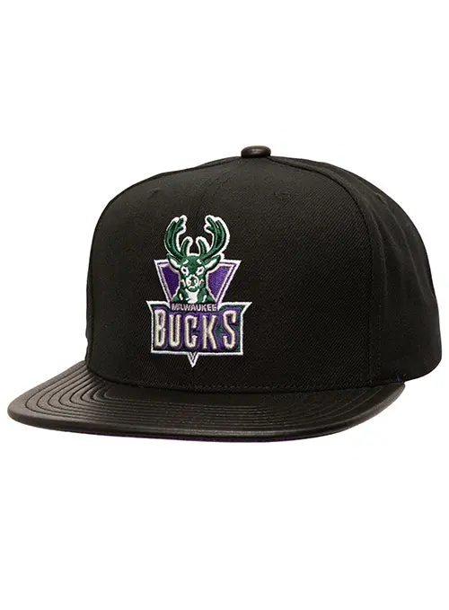 Mitchell & Ness '93 Hwc Milwaukee Bucks Leather-Strap Snapback – Premium Retro Headwear 1