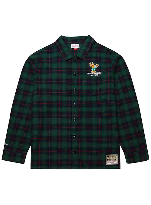 Mitchell & Ness Hwc '68 Exposed Plaid Button-Up Milwaukee Bucks Long Sleeve Shirt 1