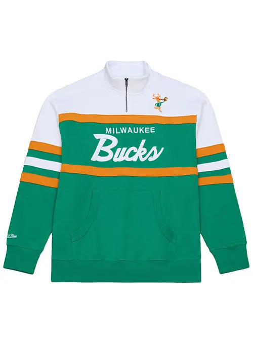 Mitchell & Ness Hwc '68 Head Coach 1/4 Zip Sweatshirt – Milwaukee Bucks 1