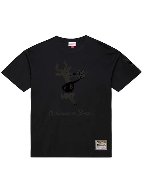 Mitchell & Ness Hwc '68 Phantom Black Milwaukee Bucks Vintage-Style T-Shirt 1