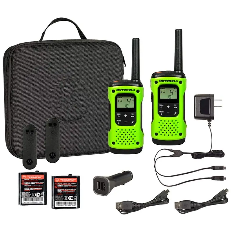 Motorola Talkabout T605 Ipx4 Waterproof Radios – Green 2-Pack With Charging Accessories 1