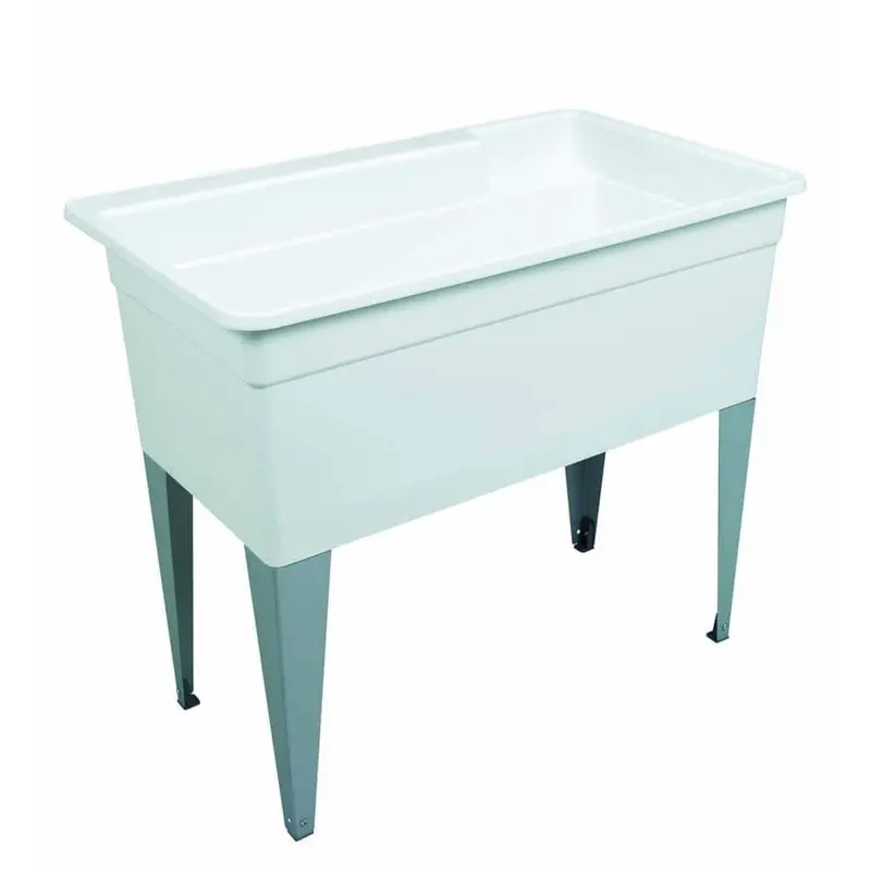 Mustee Bigtub Polypropylene Floor-Mount Utility Tub – 40" X 24" X 33", White Heavy-Duty Laundry Tub 1