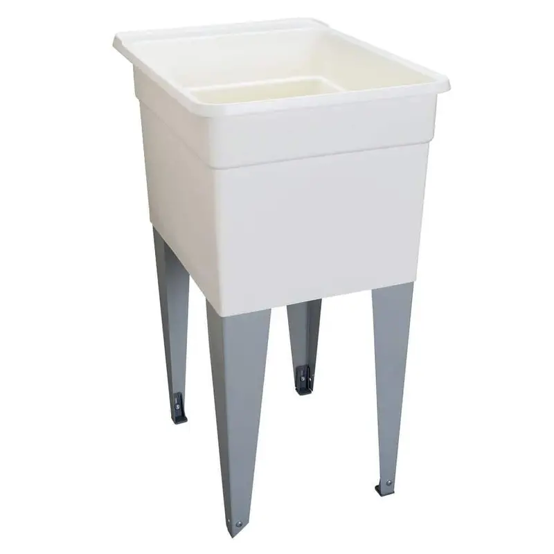Mustee Compact Plastic Utilatub Laundry Tub – 18" X 24", White Space-Saving Utility Basin 1