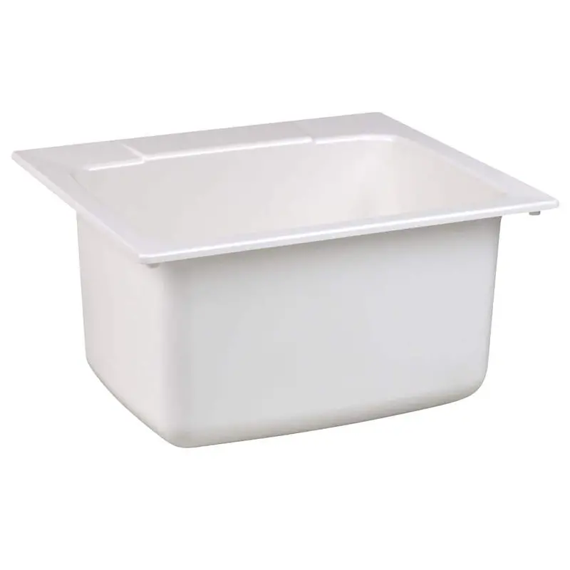 Mustee Molded Fiberglass Drop-In Utility Sink – 22" X 25" X 13.75", White Durable Laundry Basin 1