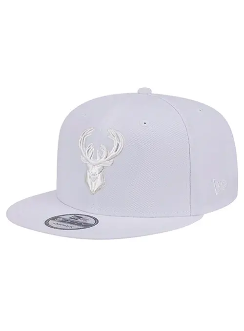 New Era 9Fifty Icon Tonal White Milwaukee Bucks Snapback – Minimalist Team Cap 1