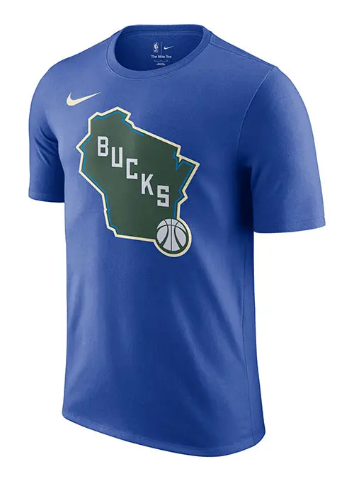 Nike 2024–25 City Edition Royal Essential Logo Milwaukee Bucks T-Shirt 1