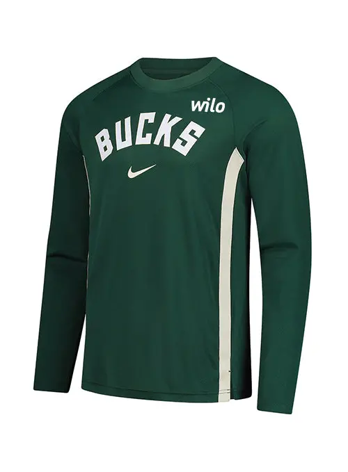 Nike 2025–26 Game Theatre Long Sleeve T-Shirt – Milwaukee Bucks Performance Fanwear 1
