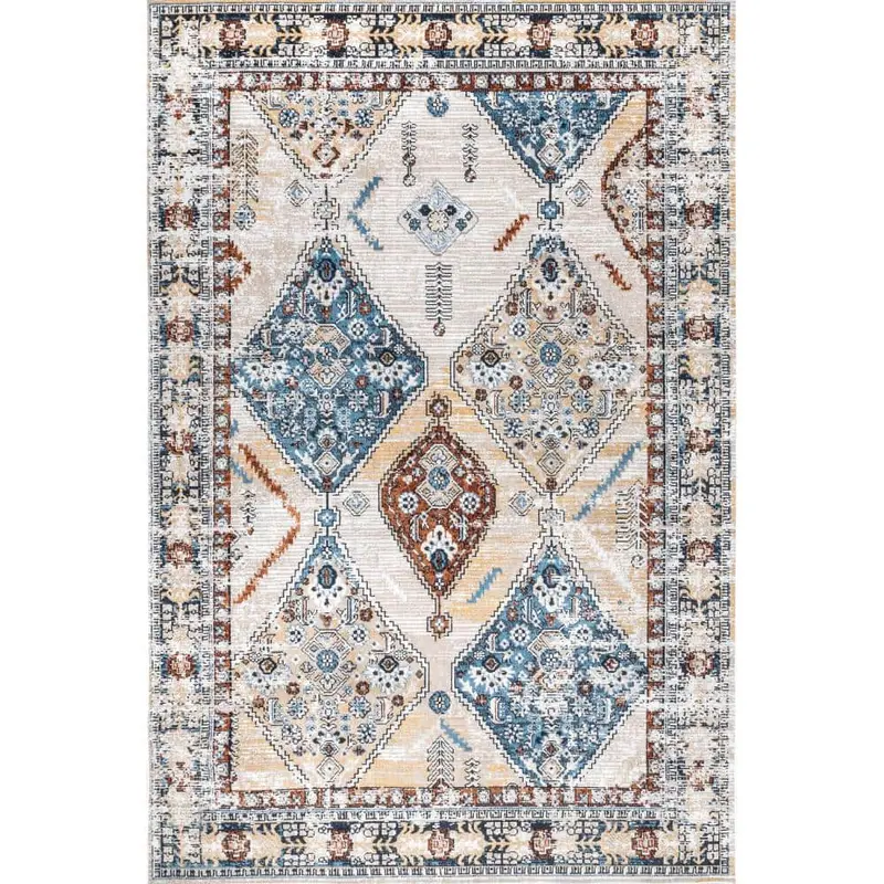 Nuloom Clarabelle Blue Traditional Diamond 5' X 7.5' Machine-Washable Area Rug 1