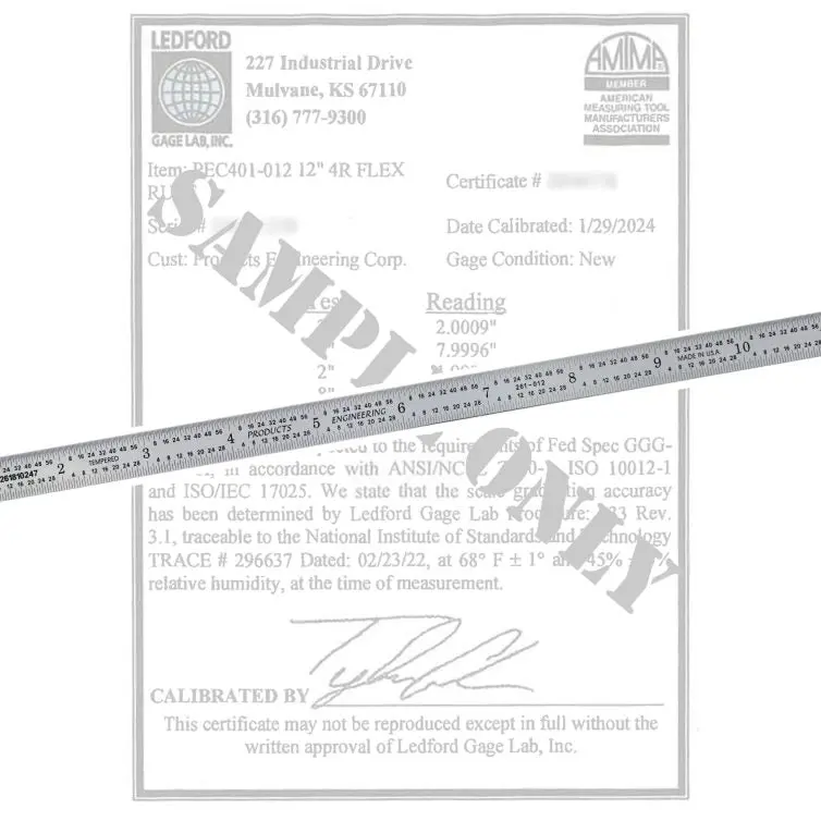 Pec Tools 261-012Ct 12-Inch E/M Flexible Certified Measuring Rule 1
