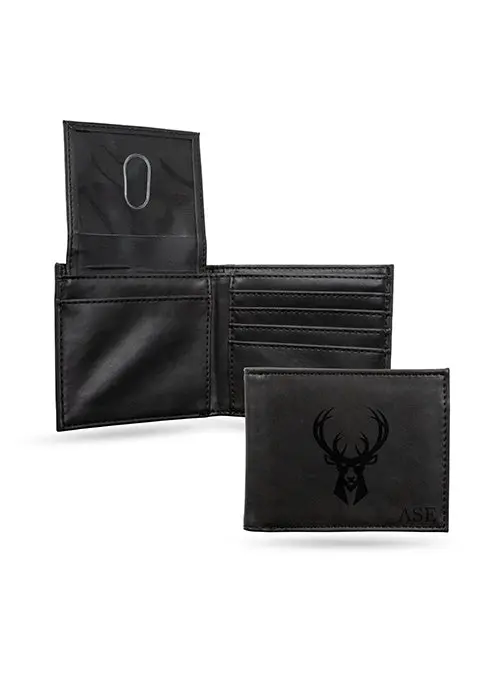 Personalized Black Billfold Wallet – Rico Milwaukee Bucks Accessory 1