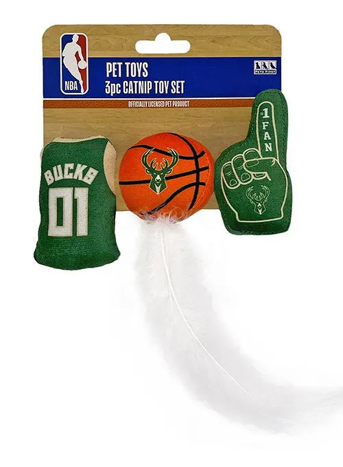 Pets First Catnip-Infused 3-Piece Milwaukee Bucks Pet Toy Set 1
