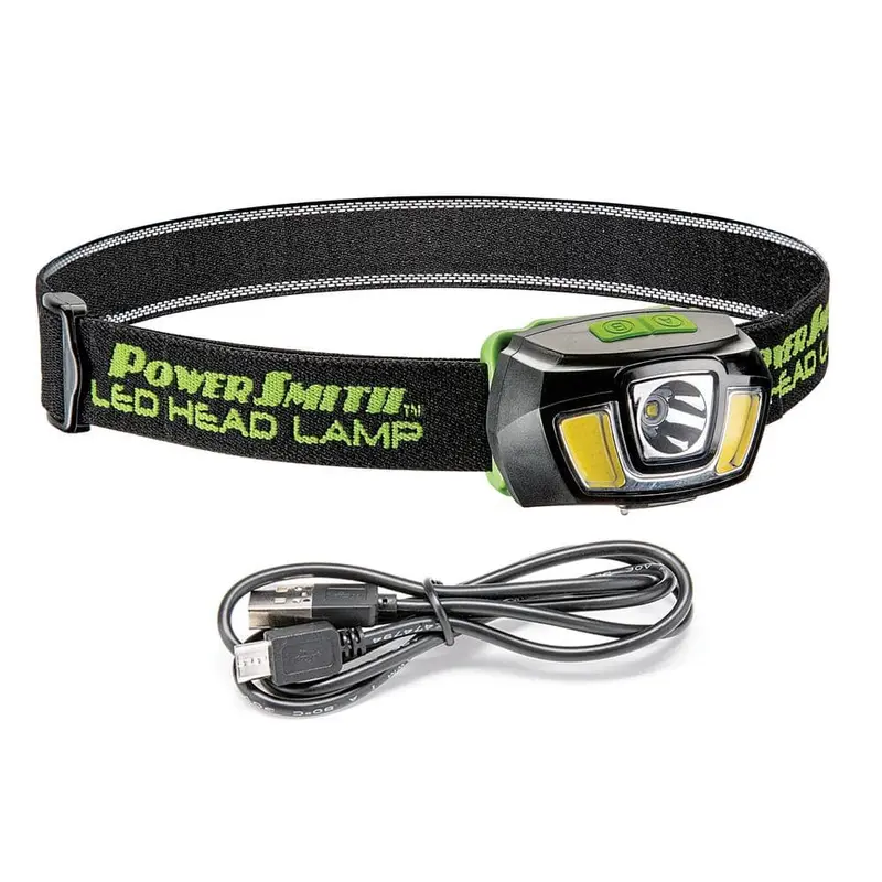 Powersmith Tiltable Rechargeable Headlamp – 250 Lumens, Weatherproof, Flood/Spot/Strobe Modes 1