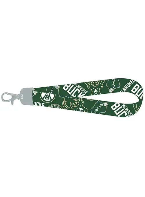 Pro Specialties Group Milwaukee Bucks All-Logos Wristlet Lanyard 1