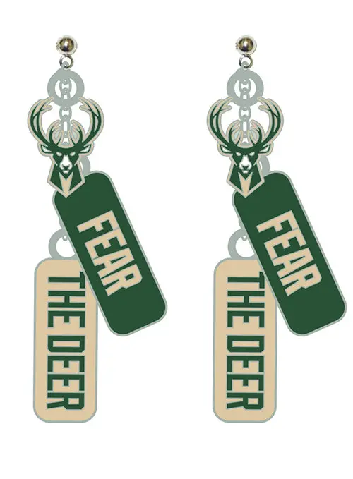 Pro Specialties Group Milwaukee Bucks Triple-Charm Earrings 1