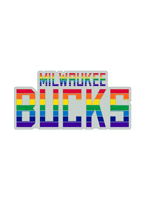 Pro Specialties Pride Rainbow Wordmark Milwaukee Bucks Enamel Pin 1