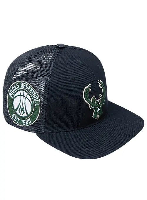 Pro Standard Milwaukee Bucks Classic Black Trucker Hat 1