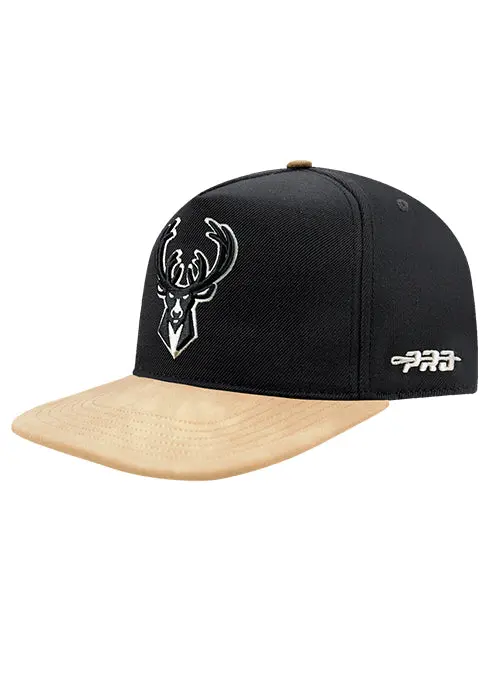 Pro Standard Signature Suede Black Snapback Hat – Milwaukee Bucks Team Cap 1