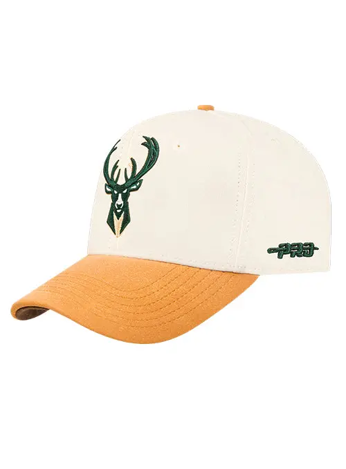 Pro Standard Signature Suede Cream Arc Adjustable Hat – Milwaukee Bucks Headwear 1