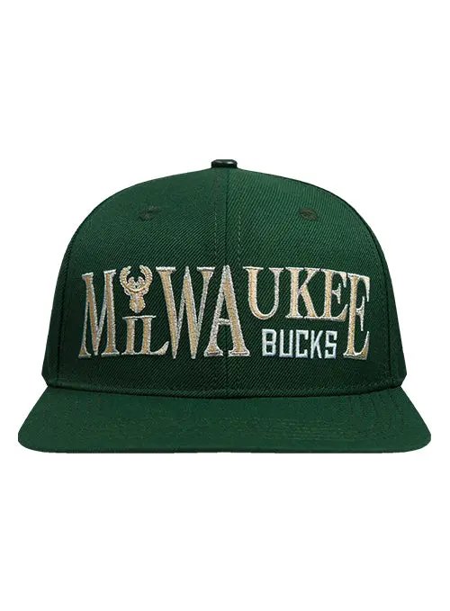 Pro Standard Typetallic Milwaukee Bucks Adjustable Strapback Hat 1