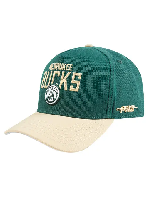 Pro Standard Varsity Wool Pinch Snapback – Milwaukee Bucks Retro-Inspired Hat 1