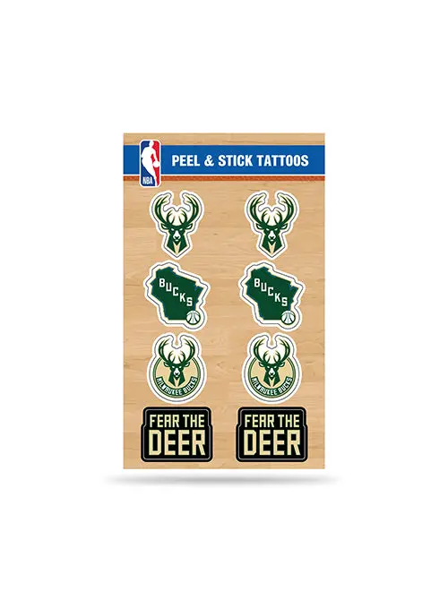 Rico Peel-And-Stick Tattoo Pack – 8-Piece Milwaukee Bucks Collection 1