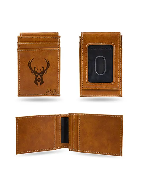 Rico Personalized Faux Leather Front-Pocket Brown Milwaukee Bucks Wallet 1