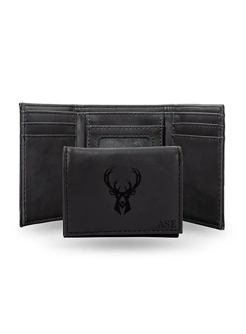 Rico Personalized Trifold Black Milwaukee Bucks Wallet 1