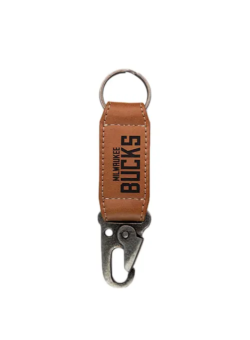 Rico Vegan Leather Milwaukee Bucks Keychain With Carabiner Clip 1
