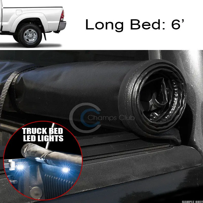 Roll-Up Soft Tonneau Cover With 16-Led Light Strip — Compatible With 2016–2017 Toyota Tacoma Long Bed (6') 1
