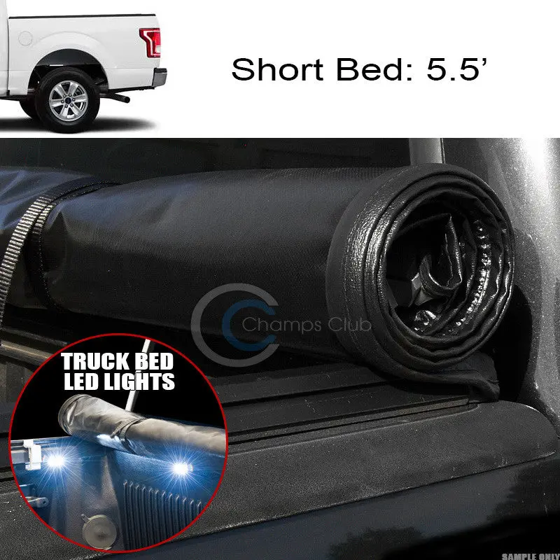 Roll-Up Soft Tonneau Cover With 16 Led Lights — Compatible With 2015–2017 Ford F-150 Short Bed (5.5') 1