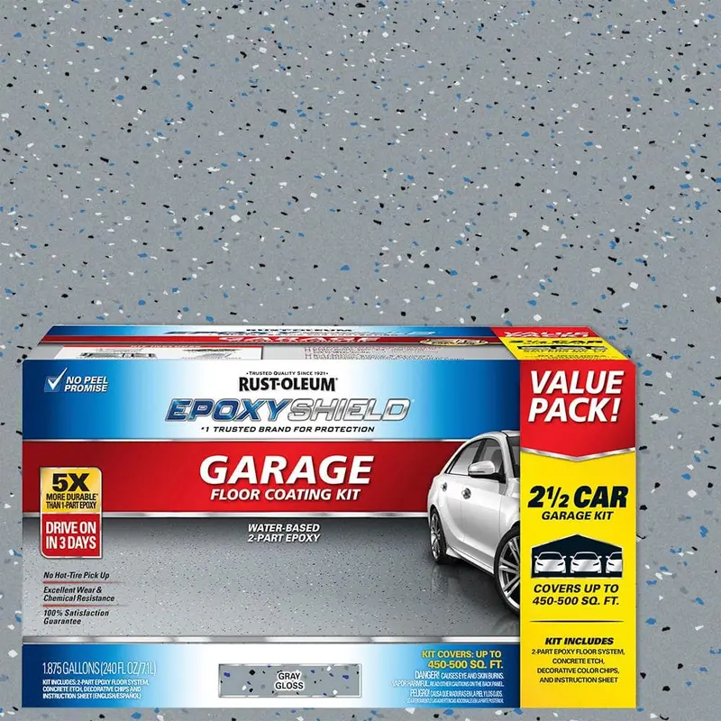 Rust-Oleum Epoxyshield 240 Oz. Gray High-Gloss 2.5-Car Garage Floor Coating Kit 1