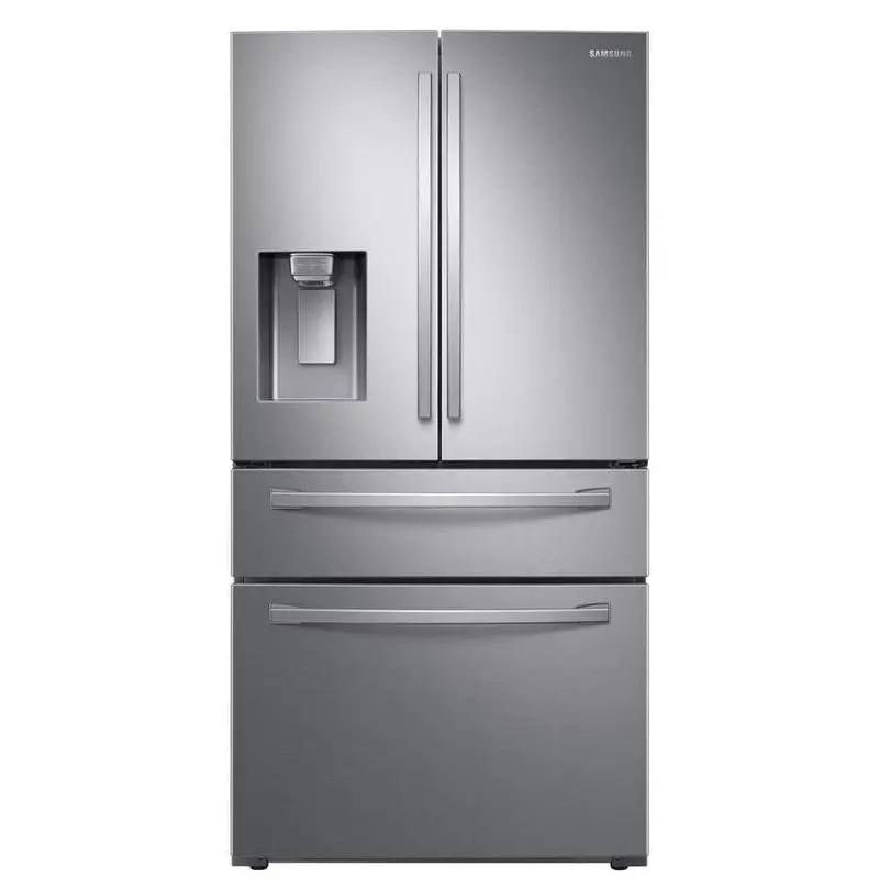 Samsung 28 Cu. Ft. Standard-Depth 4-Door French Door Smart Refrigerator – Fingerprint-Resistant Stainless Steel 1