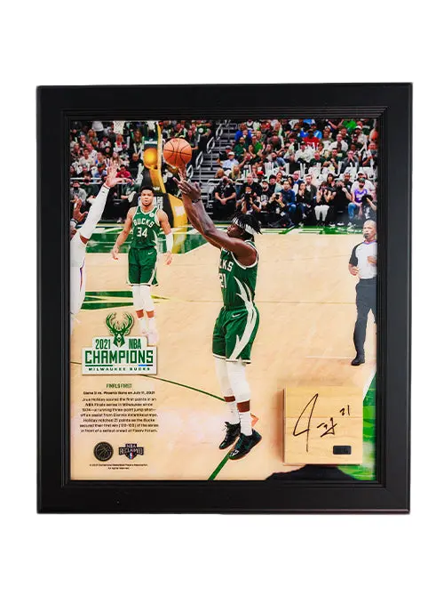 Signed Bucks Championship Key Moment #3 Photo Frame – Jrue Holiday Court Image 1