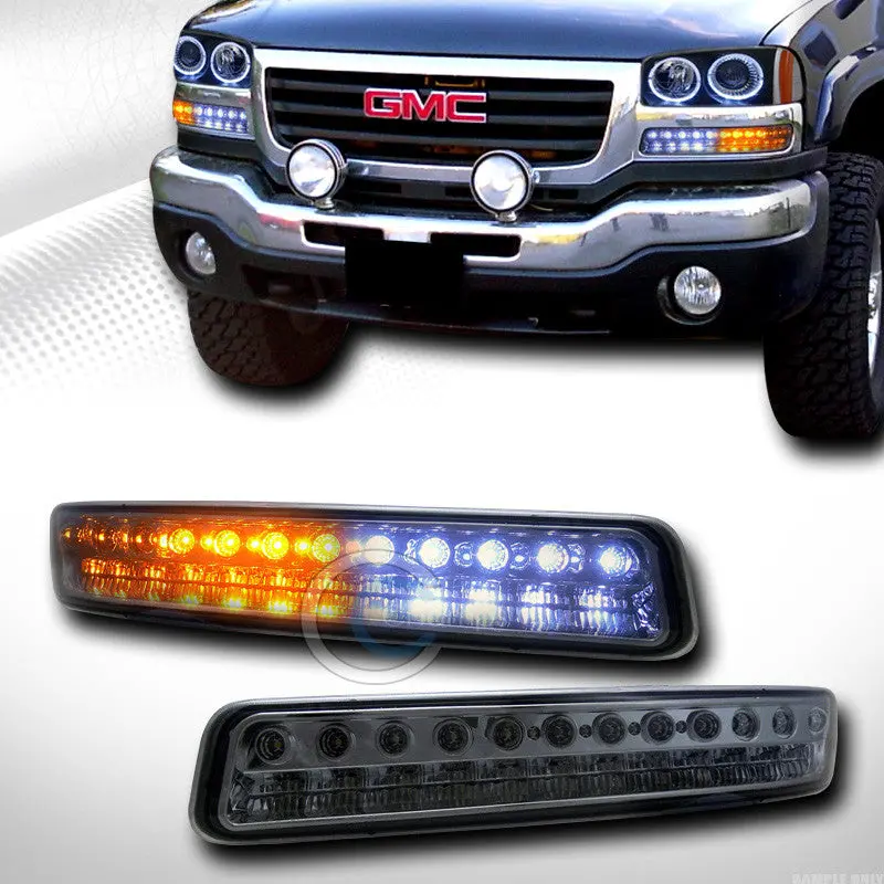 Smoke Clear Led Front Turn Signal Bumper Lights For 1999, 2000–2006 Gmc Sierra & Yukon Xl 1