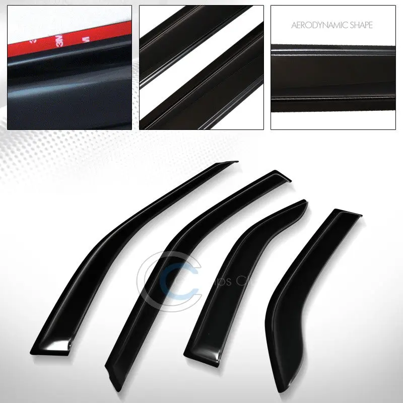 Smoke-Tinted Sun & Rain Guard Window Visors For 1997–2001 Mitsubishi Mirage Sedan (4-Door) 1