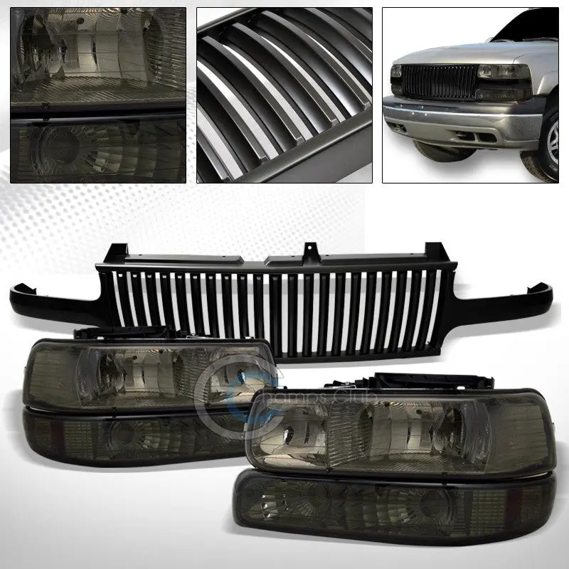 Smoked Headlights And Bumper With Matte Vertical Grille For 1999–2006 Chevrolet Silverado & Gmc Tahoe 1