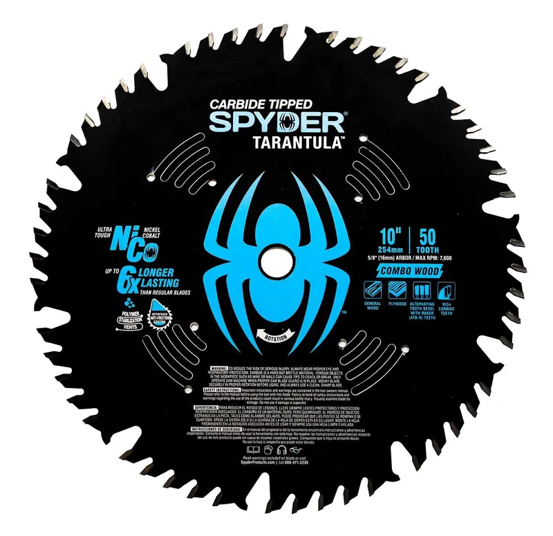 Spyder 10" Combination Circular Saw Blade – 50-Tooth All-Purpose Carbide 1
